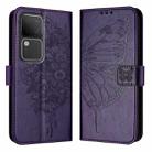 For vivo V30 5G/V30 Pro 5G Global Embossed Butterfly Leather Phone Case(Dark Purple) - 1