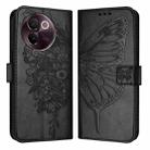 For vivo V30e 5G Global Embossed Butterfly Leather Phone Case(Black) - 1