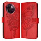 For vivo V30e 5G Global Embossed Butterfly Leather Phone Case(Red) - 1