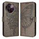 For vivo V30e 5G Global Embossed Butterfly Leather Phone Case(Grey) - 1
