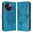 For vivo V30e 5G Global Embossed Butterfly Leather Phone Case(Blue) - 1