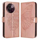 For vivo V30e 5G Global Embossed Butterfly Leather Phone Case(Rose Gold) - 1