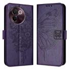 For vivo V30e 5G Global Embossed Butterfly Leather Phone Case(Dark Purple) - 1