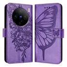 For vivo X100s 5G Embossed Butterfly Leather Phone Case(Light Purple) - 1