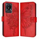 For vivo Y02 / Y02A / Y02t / Y11 2023 Embossed Butterfly Leather Phone Case(Red) - 1