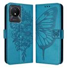 For vivo Y02 / Y02A / Y02t / Y11 2023 Embossed Butterfly Leather Phone Case(Blue) - 1