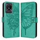 For vivo Y02 / Y02A / Y02t / Y11 2023 Embossed Butterfly Leather Phone Case(Green) - 1