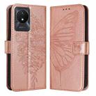 For vivo Y02 / Y02A / Y02t / Y11 2023 Embossed Butterfly Leather Phone Case(Rose Gold) - 1