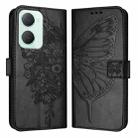 For vivo Y03 4G Global Embossed Butterfly Leather Phone Case(Black) - 1