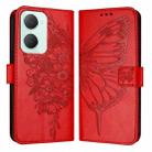 For vivo Y03 4G Global Embossed Butterfly Leather Phone Case(Red) - 1