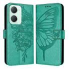 For vivo Y03 4G Global Embossed Butterfly Leather Phone Case(Green) - 1