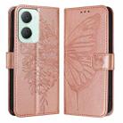 For vivo Y03 4G Global Embossed Butterfly Leather Phone Case(Rose Gold) - 1