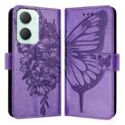 For vivo Y03 4G Global Embossed Butterfly Leather Phone Case(Light Purple) - 1