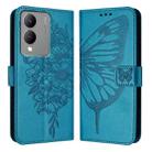 For vivo Y17s 4G Global / Y28 5G India Embossed Butterfly Leather Phone Case(Blue) - 1