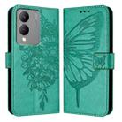 For vivo Y17s 4G Global / Y28 5G India Embossed Butterfly Leather Phone Case(Green) - 1