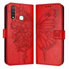 For vivo Y19/Y5s/U3/U20/Z5i Embossed Butterfly Leather Phone Case(Red) - 1