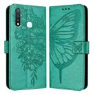 For vivo Y19/Y5s/U3/U20/Z5i Embossed Butterfly Leather Phone Case(Green) - 1