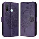 For vivo Y19/Y5s/U3/U20/Z5i Embossed Butterfly Leather Phone Case(Dark Purple) - 1