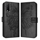 For vivo Y20/Y20a/Y20i/Y20s/Y20g/Y11s Embossed Butterfly Leather Phone Case(Black) - 1