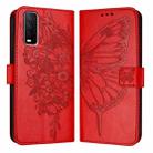 For vivo Y20/Y20a/Y20i/Y20s/Y20g/Y11s Embossed Butterfly Leather Phone Case(Red) - 1