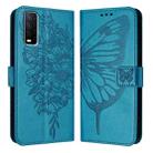 For vivo Y20/Y20a/Y20i/Y20s/Y20g/Y11s Embossed Butterfly Leather Phone Case(Blue) - 1