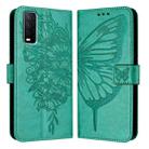 For vivo Y20/Y20a/Y20i/Y20s/Y20g/Y11s Embossed Butterfly Leather Phone Case(Green) - 1