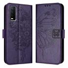 For vivo Y20/Y20a/Y20i/Y20s/Y20g/Y11s Embossed Butterfly Leather Phone Case(Dark Purple) - 1
