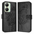 For vivo Y27 4G Global Embossed Butterfly Leather Phone Case(Black) - 1