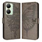 For vivo Y27 4G Global Embossed Butterfly Leather Phone Case(Grey) - 1