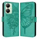 For vivo Y27 4G Global Embossed Butterfly Leather Phone Case(Green) - 1