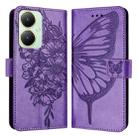 For vivo Y27 4G Global Embossed Butterfly Leather Phone Case(Light Purple) - 1