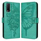For vivo Y30 4G Global Embossed Butterfly Leather Phone Case(Green) - 1