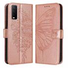 For vivo Y30 4G Global Embossed Butterfly Leather Phone Case(Rose Gold) - 1