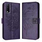 For vivo Y30 4G Global Embossed Butterfly Leather Phone Case(Dark Purple) - 1