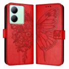 For vivo Y36 4G/Y36 5G Global/Y36 4G India Embossed Butterfly Leather Phone Case(Red) - 1