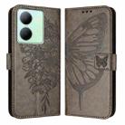 For vivo Y36 4G/Y36 5G Global/Y36 4G India Embossed Butterfly Leather Phone Case(Grey) - 1