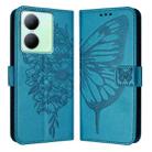 For vivo Y36 4G/Y36 5G Global/Y36 4G India Embossed Butterfly Leather Phone Case(Blue) - 1