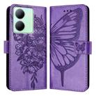 For vivo Y36 4G/Y36 5G Global/Y36 4G India Embossed Butterfly Leather Phone Case(Light Purple) - 1