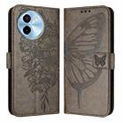 For vivo Y38 5G Embossed Butterfly Leather Phone Case(Grey) - 1