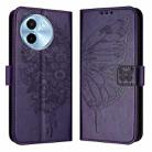 For vivo Y38 5G Embossed Butterfly Leather Phone Case(Dark Purple) - 1