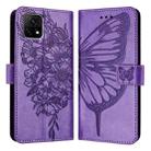 For vivo Y52s 5G / iQOO U3 / Y31s 5G Embossed Butterfly Leather Phone Case(Light Purple) - 1