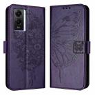 For vivo Y55 5G Global / Y55s 2023 5G Embossed Butterfly Leather Phone Case(Dark Purple) - 1