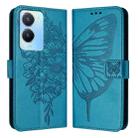 For vivo Y56 5G/Y16 4G/Y02s 4G Global Embossed Butterfly Leather Phone Case(Blue) - 1