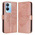 For vivo Y56 5G/Y16 4G/Y02s 4G Global Embossed Butterfly Leather Phone Case(Rose Gold) - 1