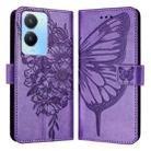 For vivo Y56 5G/Y16 4G/Y02s 4G Global Embossed Butterfly Leather Phone Case(Light Purple) - 1