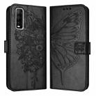 For vivo Y70s Embossed Butterfly Leather Phone Case(Black) - 1