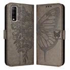 For vivo Y70s Embossed Butterfly Leather Phone Case(Grey) - 1