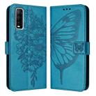 For vivo Y70s Embossed Butterfly Leather Phone Case(Blue) - 1