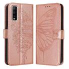 For vivo Y70s Embossed Butterfly Leather Phone Case(Rose Gold) - 1