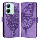 For vivo Y78 5G/Y78+ 5G Global/V29 Lite Embossed Butterfly Leather Phone Case(Light Purple) - 1